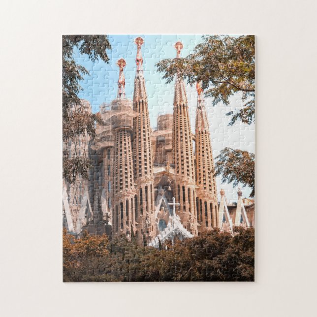 Sagrada Familia Basilica Landmark Barcelona Spanie Pussel (Vertikal)