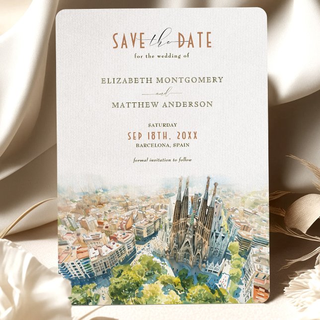 Sagrada Familia Charm Barcelona Spara-the-Date Inbjudningar (Skapare uppladdad)