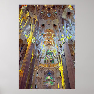 Sagrada Familia Interiör Barcelona Neutralt Tryck