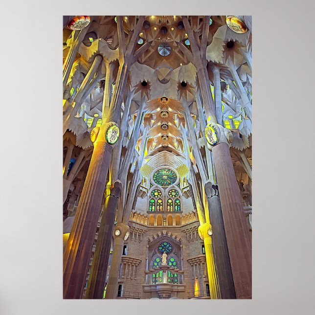 Sagrada Familia Interiör Barcelona Neutralt Tryck (Framsidan)