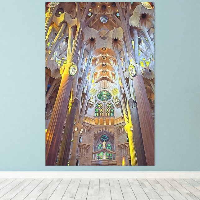 Sagrada Familia Interiör Barcelona Neutralt Tryck (Insitu (trägolv))