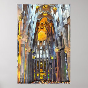 Sagrada Familia.Interiör.Vy 15. Poster