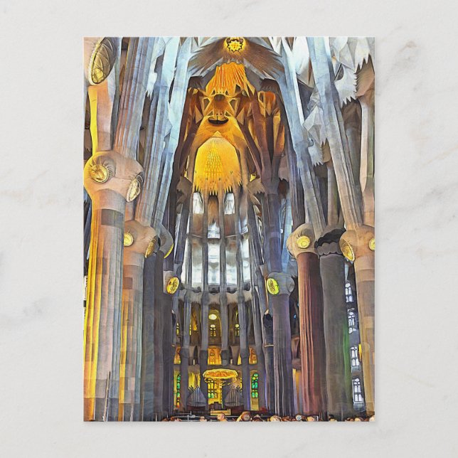 Sagrada Familia. Interiör. Vy 15. Vykort (Framsida)
