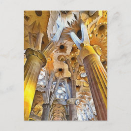 Sagrada Familia. Interiör. Vy 16. Vykort