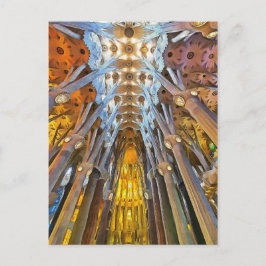 Sagrada Familia. Interiör. Vy 21. Vykort