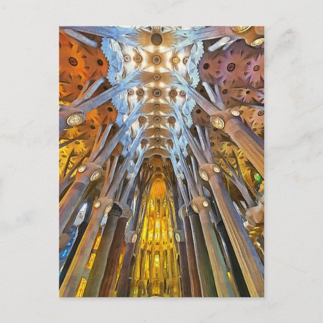 Sagrada Familia. Interiör. Vy 21. Vykort (Framsida)
