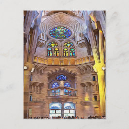 Sagrada Familia. Interiör. Vy 24. Vykort