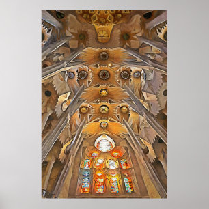 Sagrada Familia.Interiör.Vy 7. Poster
