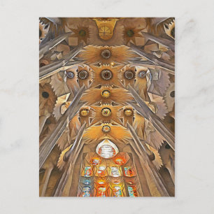 Sagrada Familia. Interiör. Vy 7. Vykort