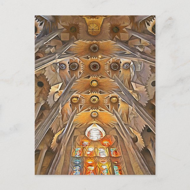 Sagrada Familia. Interiör. Vy 7. Vykort (Framsida)