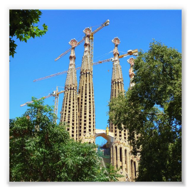 Sagrada Familia-kyrkan i Barcelona, Spanien Fototryck (Framsidan)