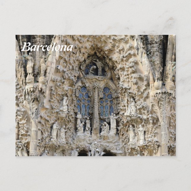 Sagrada Familia. Nativitetsfasad. Vykort (Framsida)
