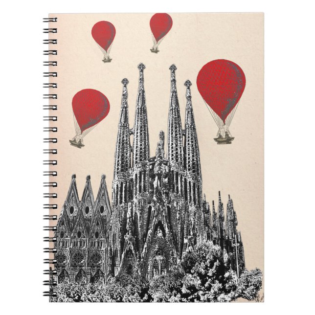 Sagrada Familia och Red Luftballong 2 Anteckningsbok Med Spiral (Framsidan)