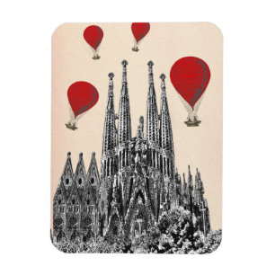 Sagrada Familia och Red Luftballong 2 Magnet