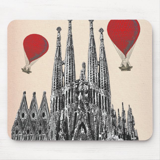 Sagrada Familia och Red Luftballong 2 Musmatta (Framsidan)