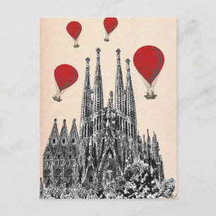 Sagrada Familia och Red Luftballong 2 Vykort