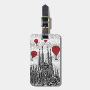 Sagrada Familia och Röda Luftballonger Bagagebricka