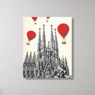 Sagrada Familia och Röda Luftballonger Canvastryck