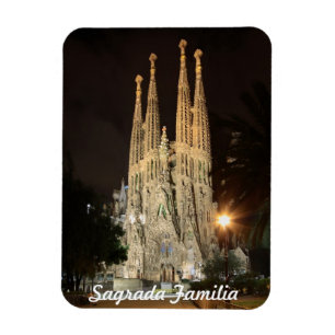Sagrada Familia på natten Magnet
