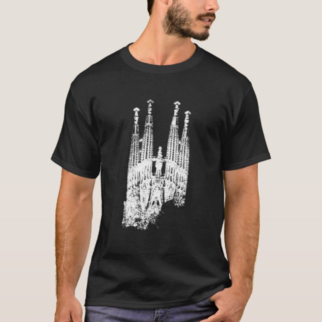 Sagrada Familia Skyline Spain Fan I Love Barcelona T Shirt (Framsida)