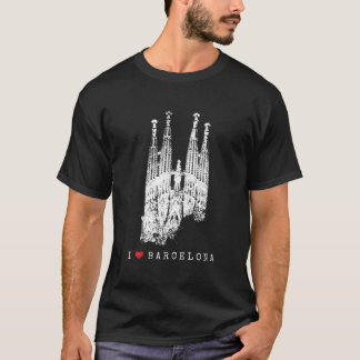 Sagrada Familia Skyline Spain Fan I Love Barcelona T Shirt