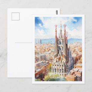 Sagrade Familia Barcelona Berömd Travel Ställe Vykort