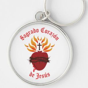 Sagrado Corazón de Jesús/Helig Heart of Jesus Rund Silverfärgad Nyckelring