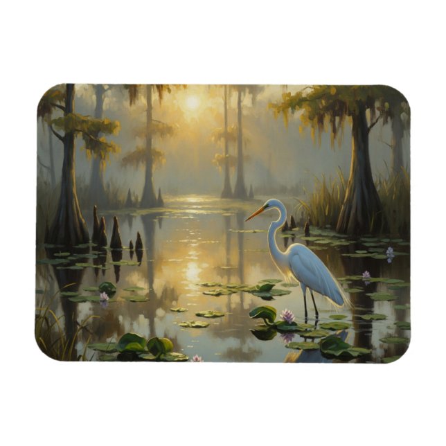 Sägrar i Everglades Nationalpark på morgonen Magnet (Horisontell)