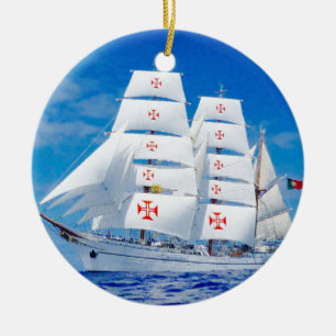 Sagres Portugals Tall Frakt Ornamet Julgransprydnad Keramik