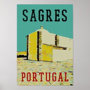 Sagres promontory illustration Algarve Portugal Poster