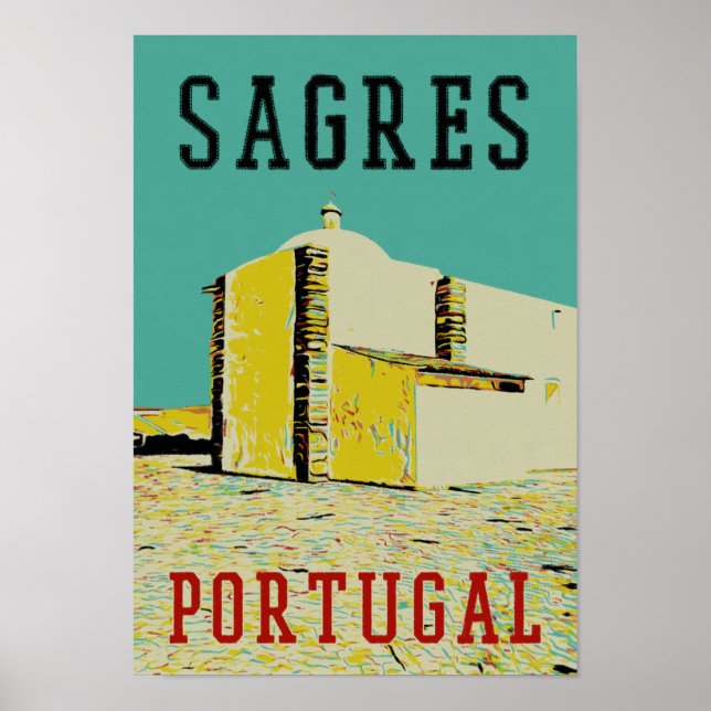 Sagres promontory illustration Algarve Portugal Poster (Framsidan)