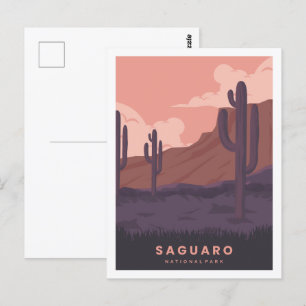 Saguaro Arizona Berömd Travel Ställe Illustration Vykort