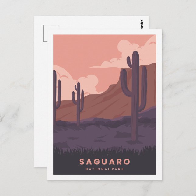 Saguaro Arizona Berömd Travel Ställe Illustration Vykort (Fram/baksida)