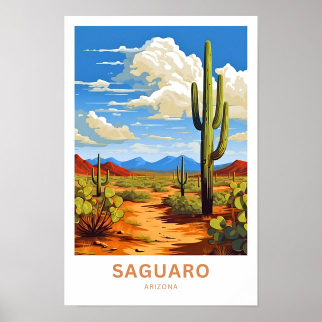Saguaro Arizona Travel Skriv ut Poster (Framsidan)
