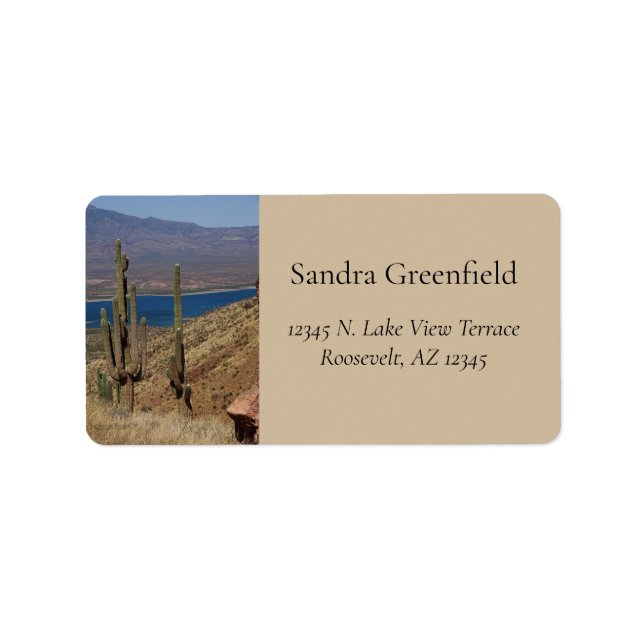 Saguaro Cacti Blue Sjö Desert Mountains Arizona L Adressetikett (Framsidan)