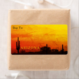 Saguaro Cactus Arizona Sunset Red Orange & Gult Fraktsedel