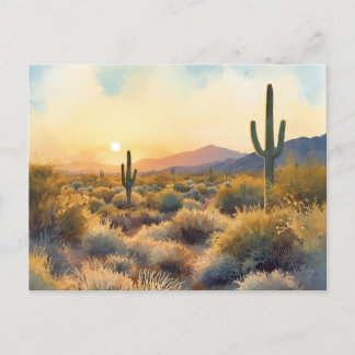 Saguaro Cactus Desert Sunset Vykort