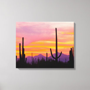 Saguaro Cactus Forest vid Sunset Canvastryck