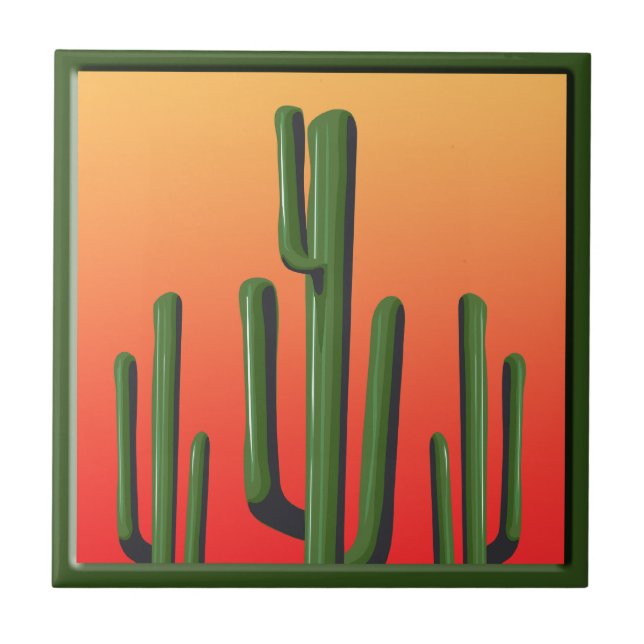 Saguaro Cactus Home Decor Tile Kakelplatta (Framsidan)
