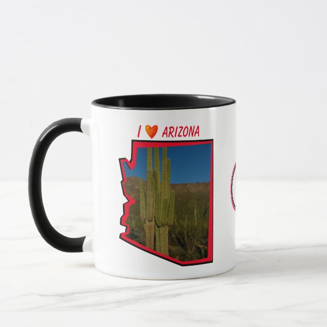 Saguaro Cactus / I Kärlek Arizona / AZ Karta dispo Mugg (Vänster)