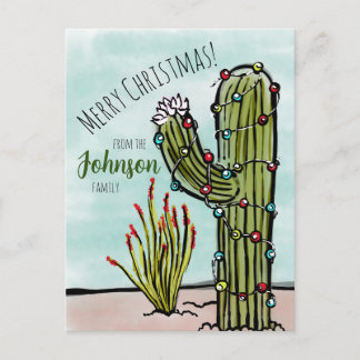 Saguaro Cactus med jul Ljus Vykort