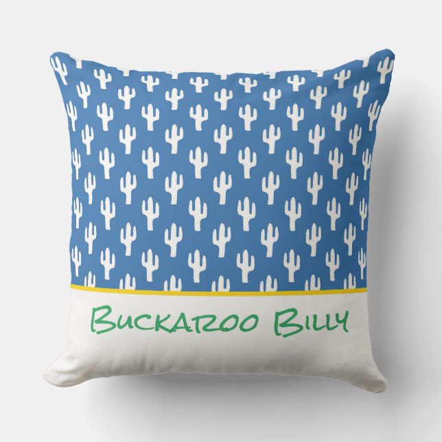 Saguaro Cactus Modern Desert NAMN sydvästra Roligt Kudde (Framsida)