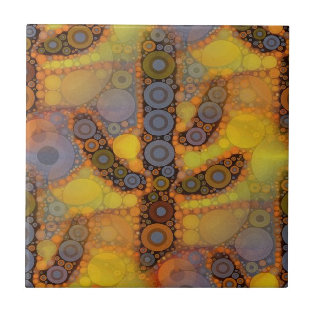 Saguaro Cactus Mosaic Design i sydvästra Arizona Kakelplatta (Framsidan)