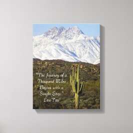Saguaro Cactus Snö-bergen Arizona USA Canvastryck