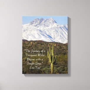 Saguaro Cactus Snö-bergen Arizona USA Canvastryck
