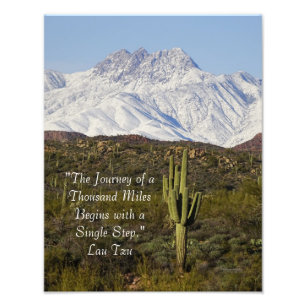 Saguaro Cactus Snö-bergen Arizona USA Fototryck