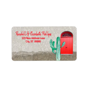 Saguaro Cactus Stucco Tillbaka i sydvästra röda dö Adressetikett