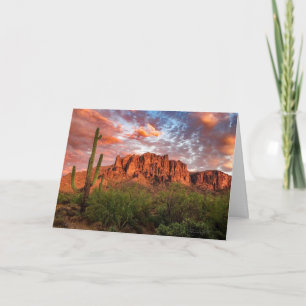 Saguaro Cactus Superstition Mountain Sunset Clouds Kort