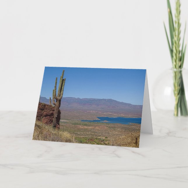 Saguaro Cactus View of Roosevelt Sjö Arizona Kort (Framsida)