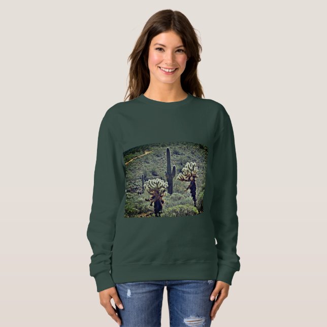 Saguaro- & Cholla kaktuskvinna skjorta för svett T Shirt (Hel framsida)